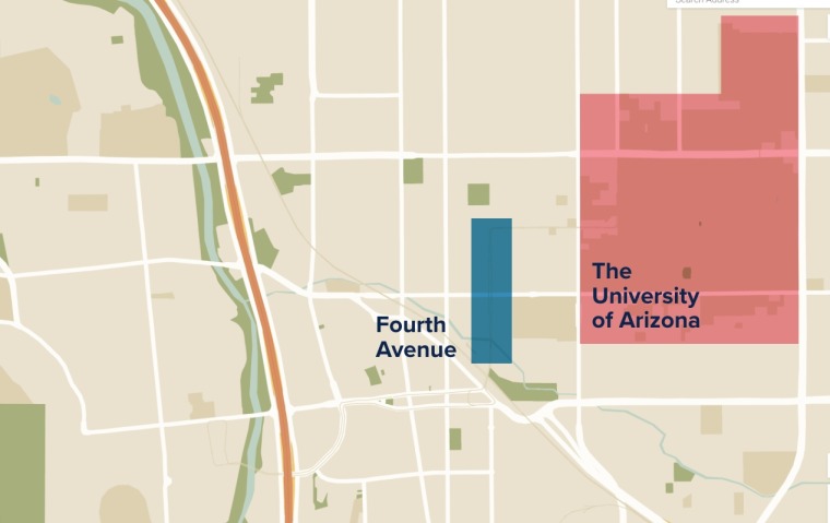 Map of Fourth Ave. location in relation to the ɫӰ