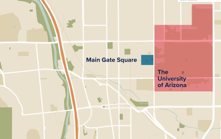 Map of Main Gate Square location in relation to the ɫӰ